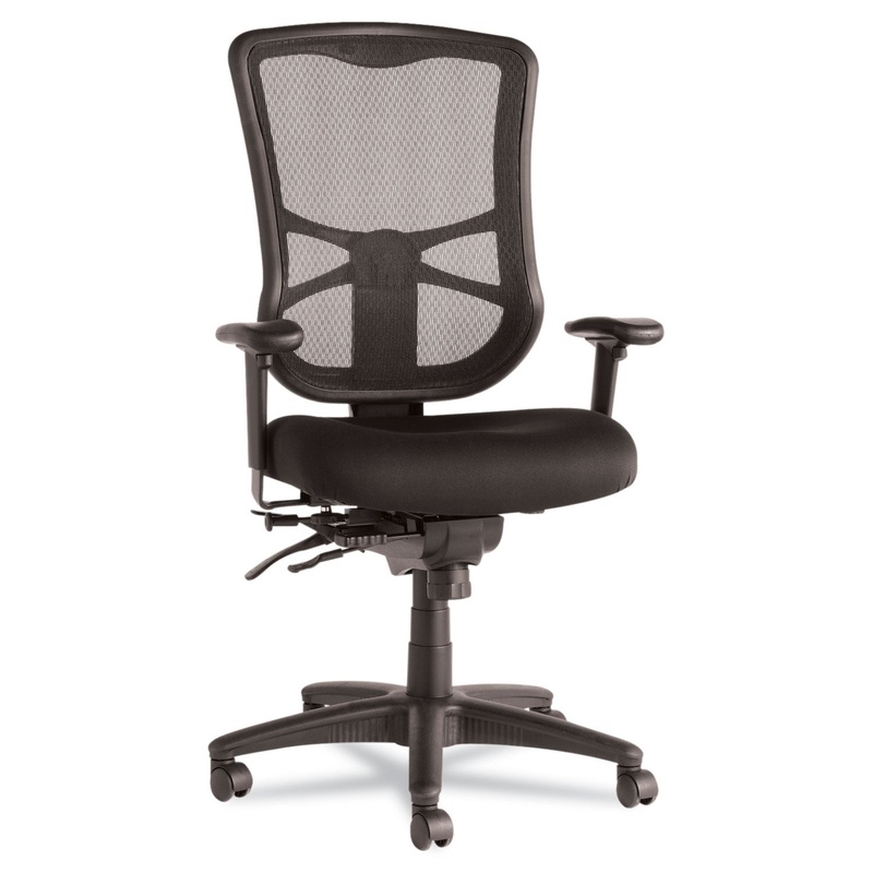 ALERA ELUSION SERIES MESH HIGH-BACK MULTIFUNCTION CHAIR, SUPPORTS UP TO 275 LBS., BLACK SEAT/BLACK BACK, BLACK BASE