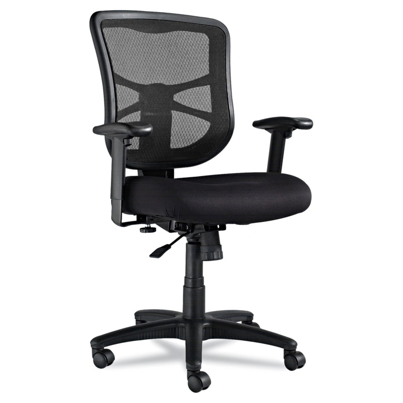ALERA ELUSION SERIES MESH MID-BACK SWIVEL/TILT CHAIR, SUPPORTS UP TO 275 LBS., BLACK SEAT/BLACK BACK, BLACK BASE