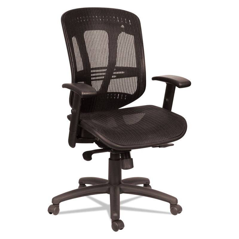 ALERA EON SERIES MULTIFUNCTION MID-BACK SUSPENSION MESH CHAIR, SUPPORTS UP TO 275 LBS., BLACK SEAT/BLACK BACK, BLACK BASE