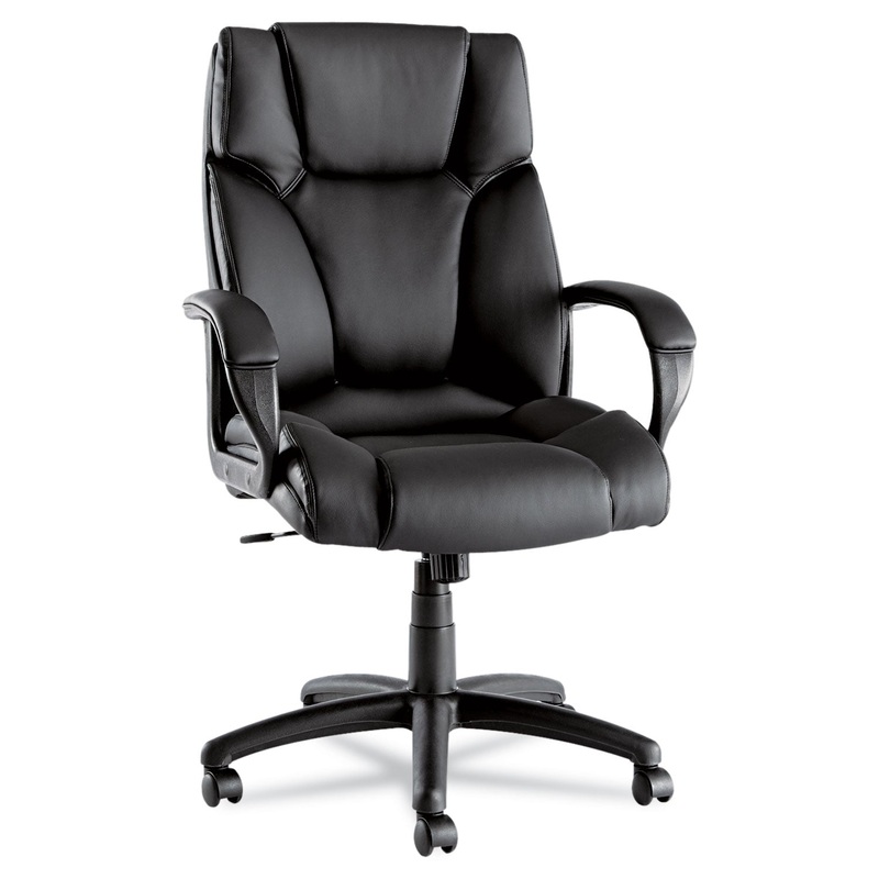 ALERA FRAZE EXECUTIVE HIGH-BACK SWIVEL/TILT LEATHER CHAIR, SUPPORTS UP TO 275 LBS., BLACK SEAT/BLACK BACK, BLACK BASE