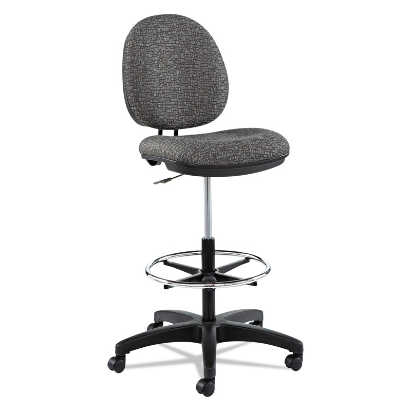 ALERA INTERVAL SERIES SWIVEL TASK STOOL, 34.5" SEAT HEIGHT, SUPPORTS UP TO 275 LBS., GRAPHITE GRAY SEAT/BACK, BLACK BASE