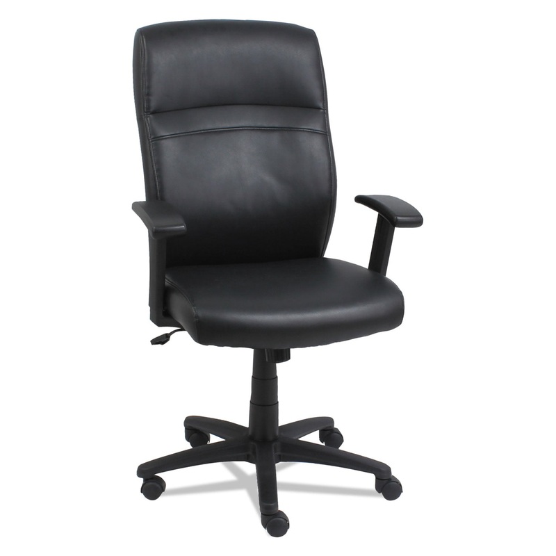 HIGH-BACK SWIVEL/TILT LEATHER CHAIR, SUPPORTS UP TO 275 LBS., BLACK SEAT/BLACK BACK, BLACK BASE
