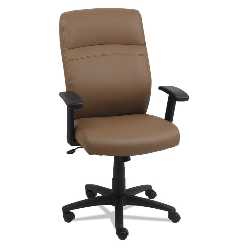 HIGH-BACK SWIVEL/TILT LEATHER CHAIR, SUPPORTS UP TO 275 LBS., TAUPE SEAT/TAUPE BACK, BLACK BASE