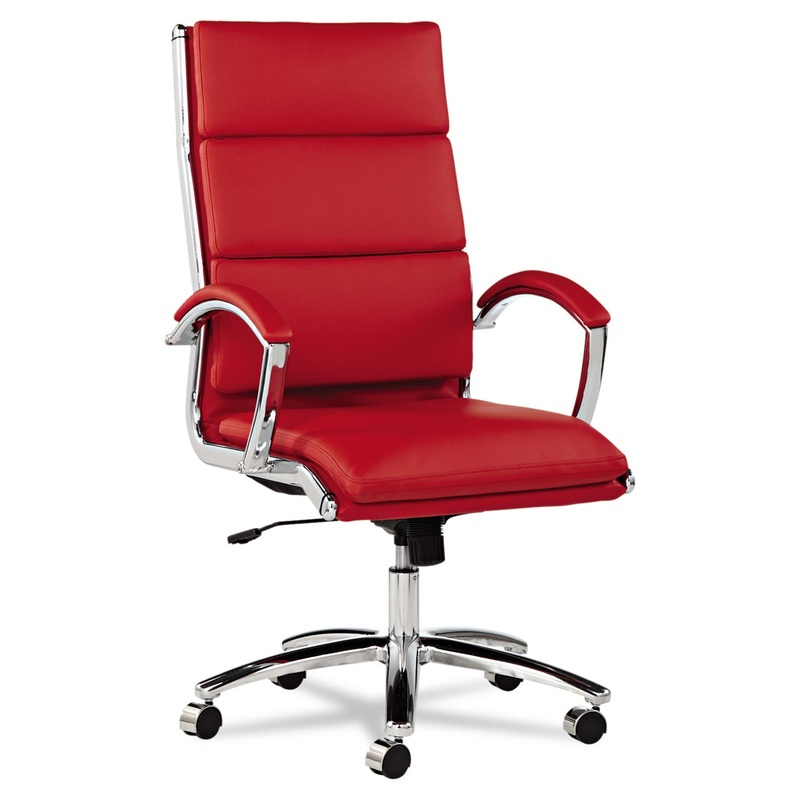 ALERA NERATOLI HIGH-BACK SLIM PROFILE CHAIR, SUPPORTS UP TO 275 LBS., RED SEAT/RED BACK, CHROME BASE