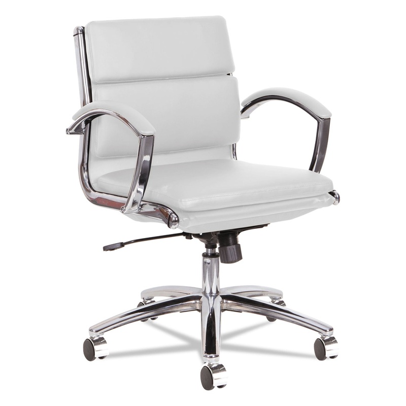 ALERA NERATOLI LOW-BACK SLIM PROFILE CHAIR, SUPPORTS UP TO 275 LBS., WHITE SEAT/WHITE BACK, CHROME BASE