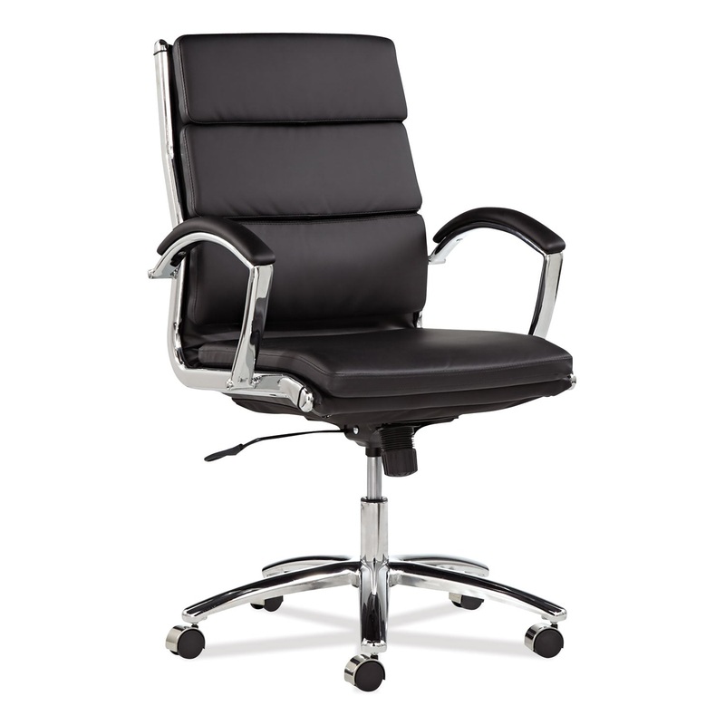 ALERA NERATOLI MID-BACK SLIM PROFILE CHAIR, SUPPORTS UP TO 275 LBS., BLACK SEAT/BLACK BACK, CHROME BASE