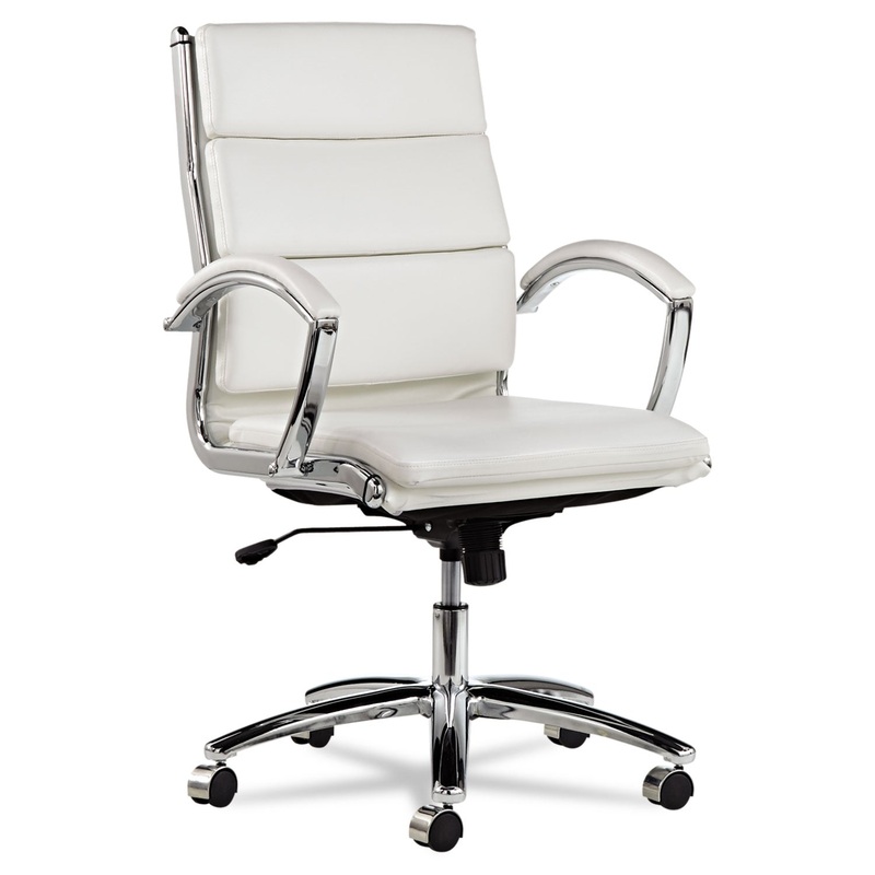 ALERA NERATOLI MID-BACK SLIM PROFILE CHAIR, SUPPORTS UP TO 275 LBS., WHITE SEAT/WHITE BACK, CHROME BASE