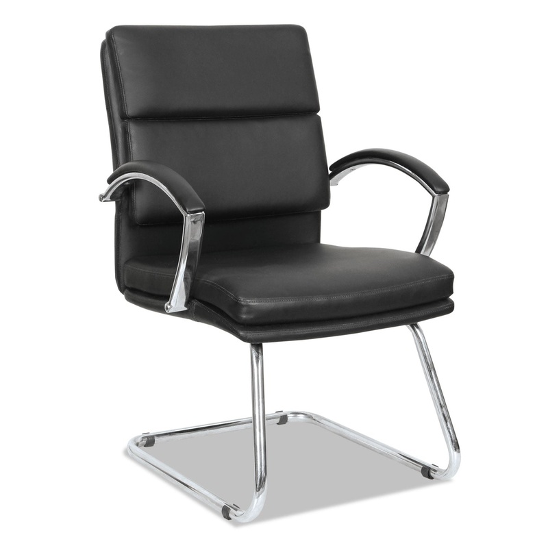 ALERA NERATOLI SLIM PROFILE GUEST CHAIR, 23.5" X 27" X 37", BLACK SEAT/BLACK BACK, CHROME BASE