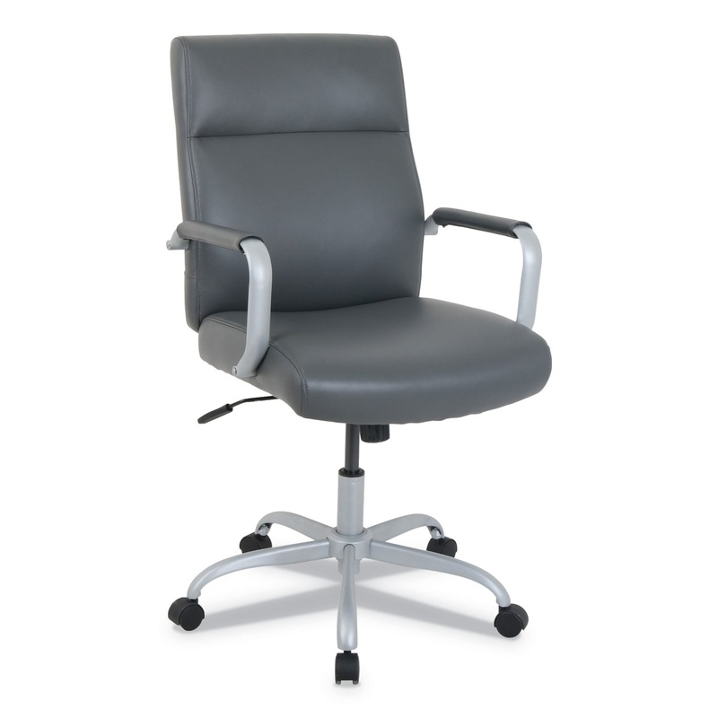 KATHY IRELAND OFFICE BY ALERA MANITOU HIGH-BACK LEATHER OFFICE CHAIR, UP TO 275 LBS., GRAY SEAT/BACK, SMOKING GRAY BASE