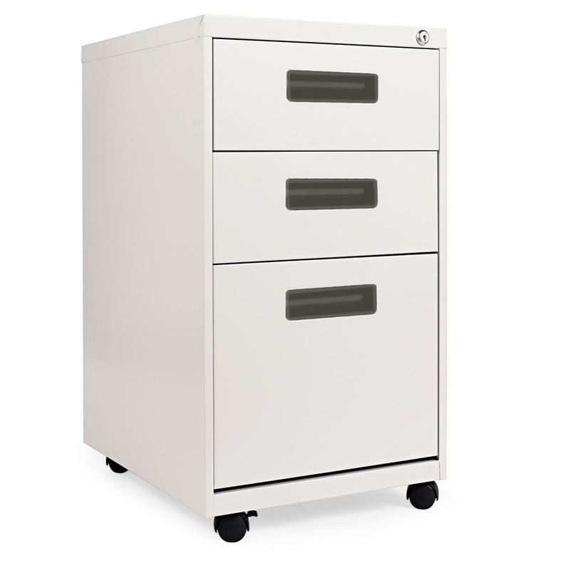 THREE-DRAWER METAL PEDESTAL FILE, 14.96W X 19.29D X 27.75H, LIGHT GRAY