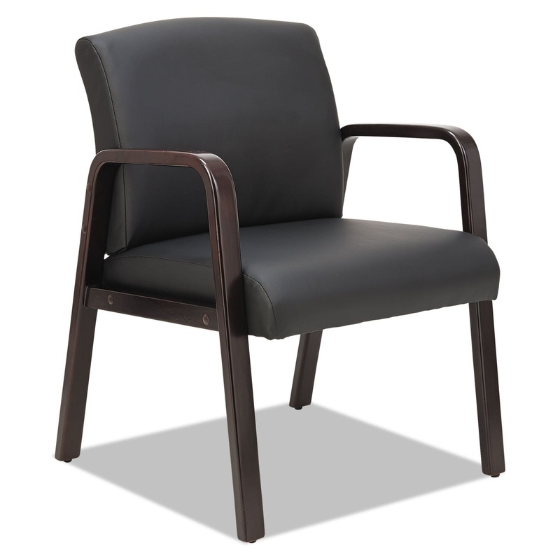 ALERA RECEPTION LOUNGE WL SERIES GUEST CHAIR, 24" X 26" X 33.25", BLACK SEAT/BLACK BACK, ESPRESSO BASE