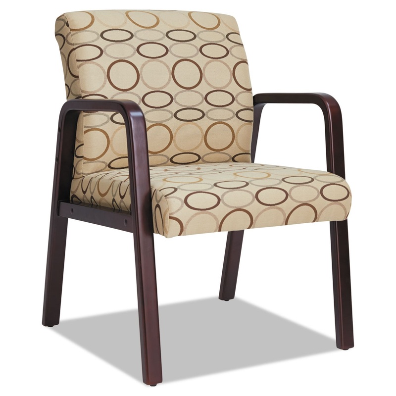 ALERA RECEPTION LOUNGE WL SERIES GUEST CHAIR, 24" X 26" X 33.25", TAN SEAT/TAN BACK, MAHOGANY BASE