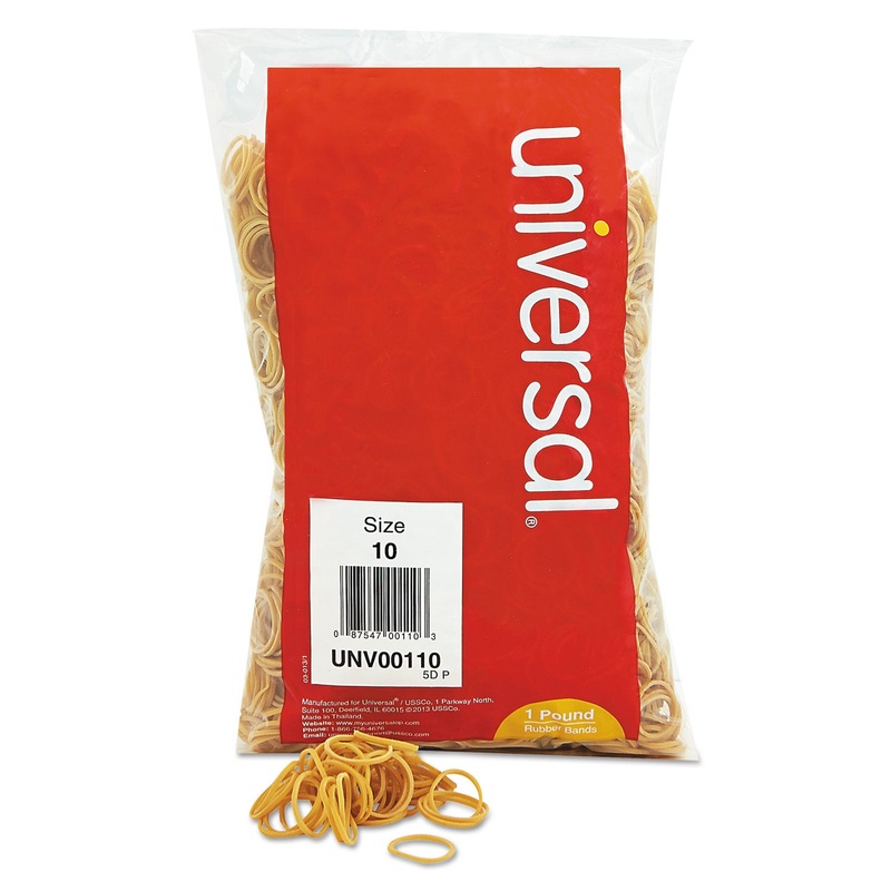 RUBBER BANDS, SIZE 10, 0.04" GAUGE, BEIGE, 1 LB BOX, 3,400/PACK