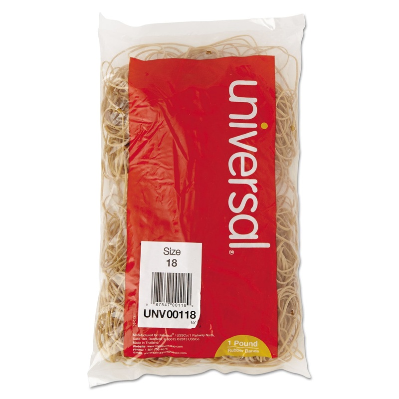 RUBBER BANDS, SIZE 18, 0.04" GAUGE, BEIGE, 1 LB BOX, 1,600/PACK
