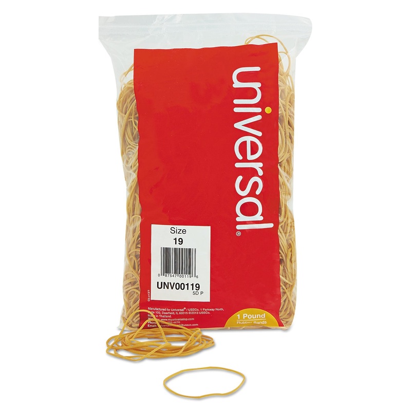 RUBBER BANDS, SIZE 19, 0.04" GAUGE, BEIGE, 1 LB BOX, 1,240/PACK