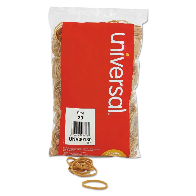 RUBBER BANDS, SIZE 30, 0.04" GAUGE, BEIGE, 1 LB BOX, 1,100/PACK