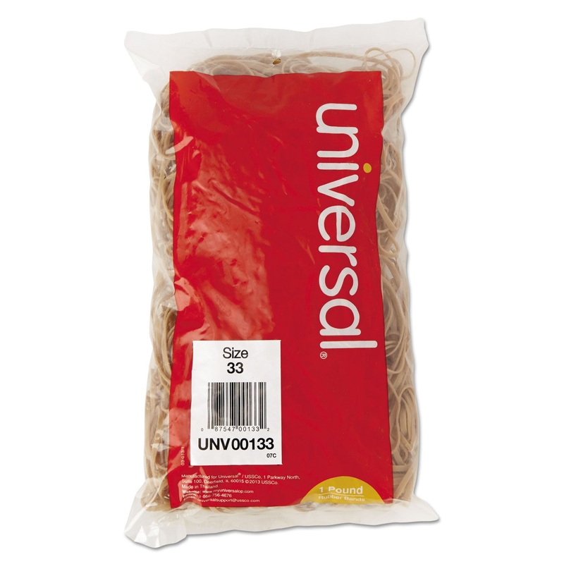 RUBBER BANDS, SIZE 33, 0.04" GAUGE, BEIGE, 1 LB BOX, 640/PACK