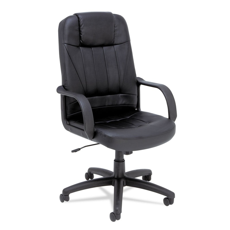 SPARIS EXECUTIVE HIGH-BACK SWIVEL/TILT LEATHER CHAIR, SUPPORTS UP TO 275 LBS., BLACK SEAT/BLACK BACK, BLACK BASE