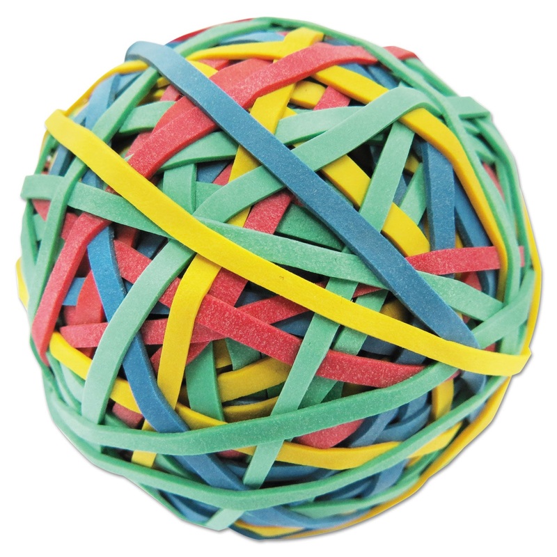 RUBBER BAND BALL, 3" DIAMETER, SIZE 32, ASSORTED COLORS, 260/PACK