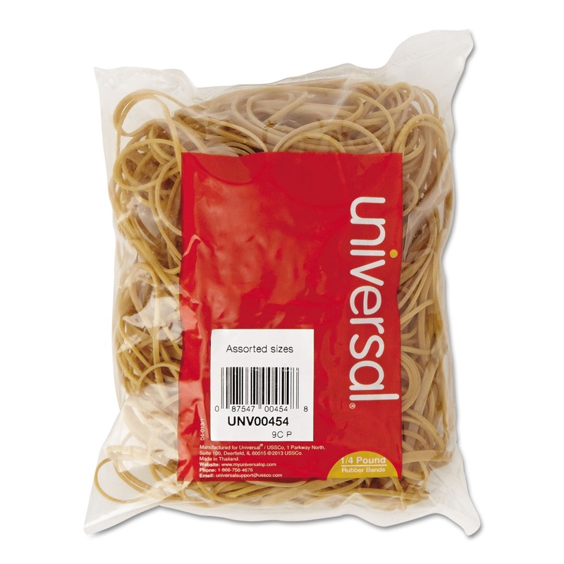 RUBBER BANDS, SIZE 54 (ASSORTED), ASSORTED GAUGES, BEIGE, 4 OZ BOX