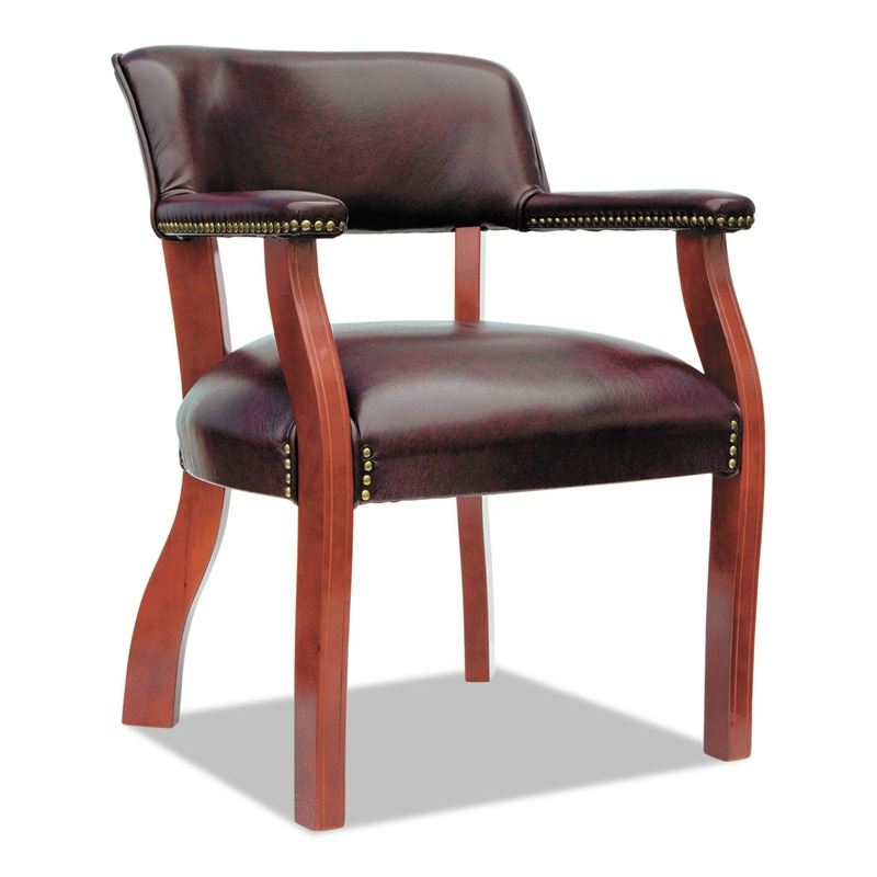 ALERA TRADITIONAL SERIES GUEST ARM CHAIR, 24" X 24.5" X 29.5", OXBLOOD BURGUNDY SEAT/OXBLOOD BURGUNDY BACK, MAHOGANY BASE