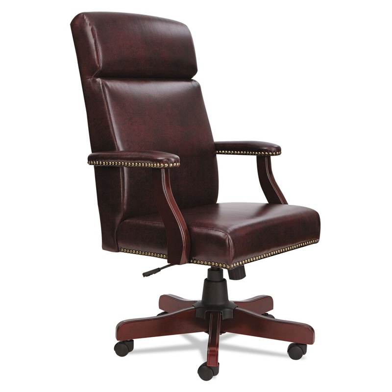 ALERA TRADITIONAL SERIES HIGH-BACK CHAIR, SUPPORTS UP TO 275 LBS., OXBLOOD BURGUNDY SEAT/OXBLOOD BURGUNDY BACK, MAHOGANY BASE