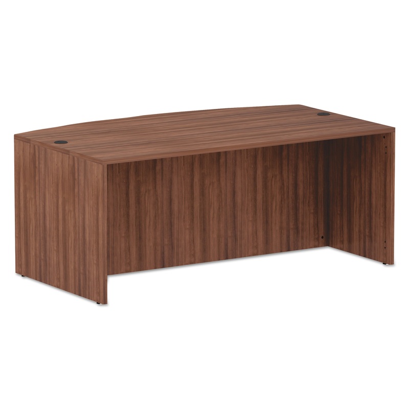 ALERA VALENCIA SERIES BOW FRONT DESK SHELL, 71W X 41.38D X 29.63H, MODERN WALNUT