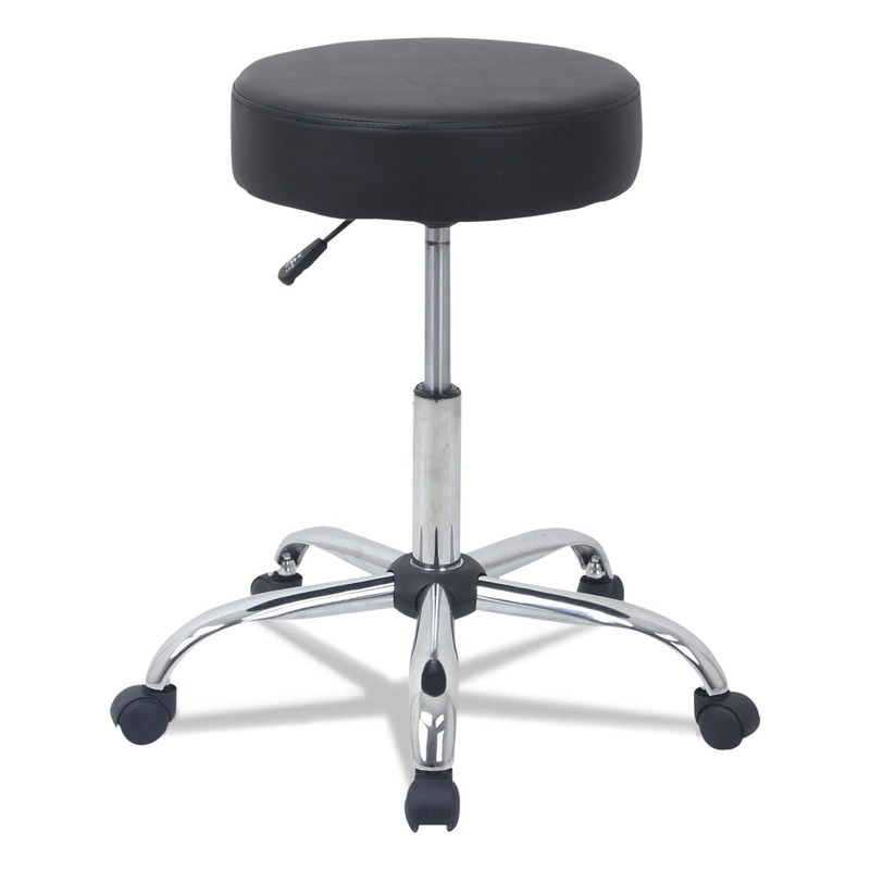 HEIGHT ADJUSTABLE LAB STOOL, 24.38" SEAT HEIGHT, SUPPORTS UP TO 275 LBS., BLACK SEAT/BLACK BACK, CHROME BASE