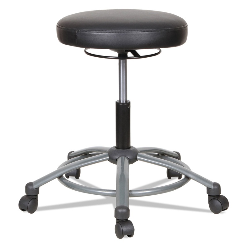 HEIGHT-ADJUSTABLE UTILITY STOOL, 29.5" SEAT HEIGHT, SUPPORTS UP TO 275 LBS., BLACK SEAT/BLACK BACK, GRAPHITE BASE