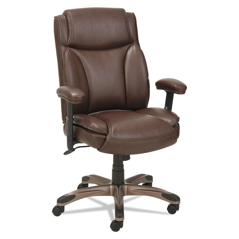 ALERA VEON SERIES LEATHER MID-BACK MANAGER'S CHAIR, SUPPORTS UP TO 275 LBS., BROWN SEAT/BROWN BACK, BRONZE BASE