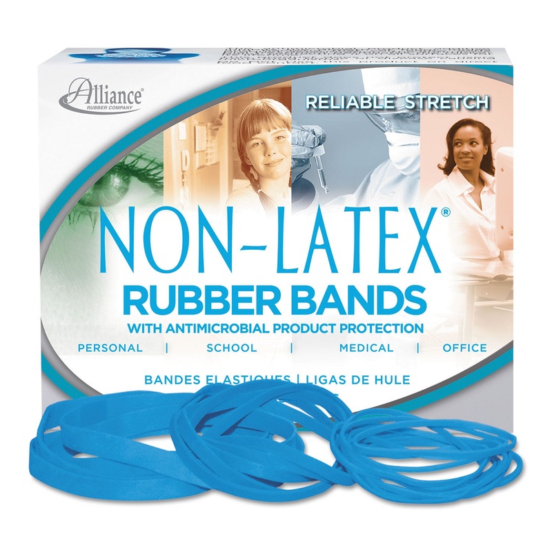 ANTIMICROBIAL NON-LATEX RUBBER BANDS, SIZE 117B, 0.06" GAUGE, CYAN BLUE, 4 OZ BOX, 62/BOX