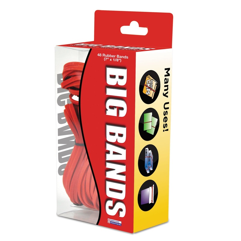 BIG BANDS RUBBER BANDS, SIZE 117B, 0.07" GAUGE, RED, 48/BOX