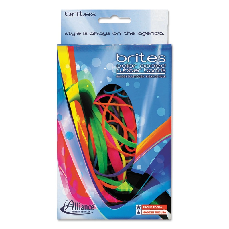 BRITES PIC-PAC RUBBER BANDS, SIZE 54 (ASSORTED), 0.04" GAUGE, ASSORTED COLORS, 1.5 OZ BOX
