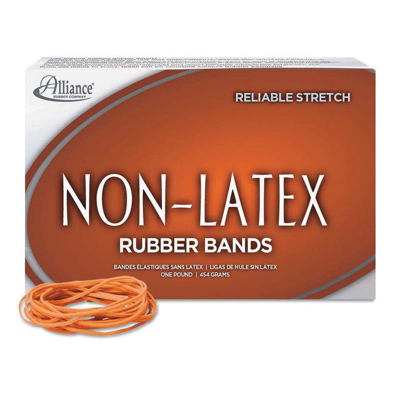 NON-LATEX RUBBER BANDS, SIZE 19, 0.04" GAUGE, ORANGE, 1 LB BOX, 1,440/BOX