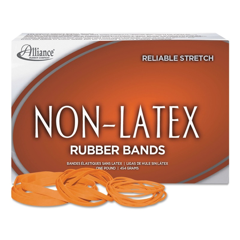 NON-LATEX RUBBER BANDS, SIZE 64, 0.04" GAUGE, ORANGE, 1 LB BOX, 380/BOX