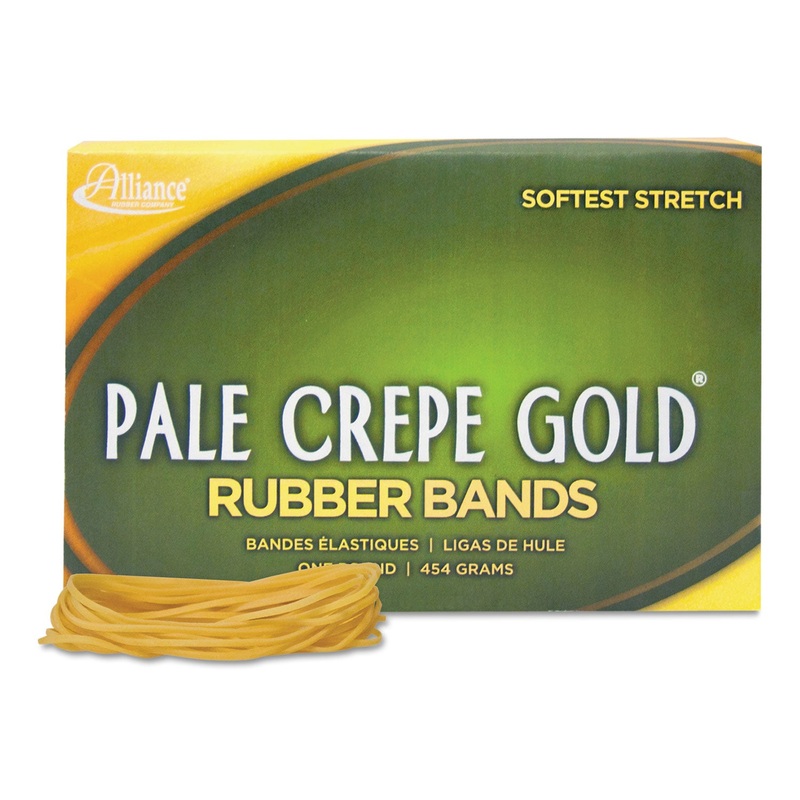 PALE CREPE GOLD RUBBER BANDS, SIZE 19, 0.04" GAUGE, CREPE, 1 LB BOX, 1,890/BOX
