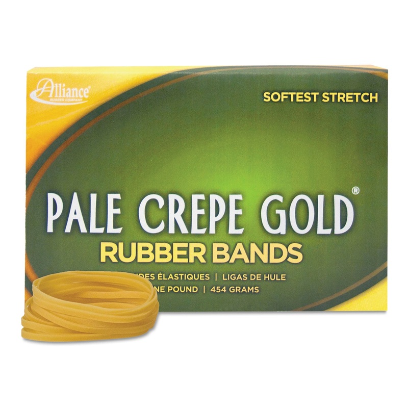 PALE CREPE GOLD RUBBER BANDS, SIZE 32, 0.04" GAUGE, CREPE, 1 LB BOX, 1,100/BOX