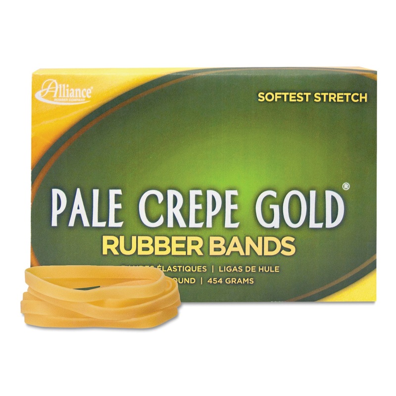 PALE CREPE GOLD RUBBER BANDS, SIZE 64, 0.04" GAUGE, CREPE, 1 LB BOX, 490/BOX