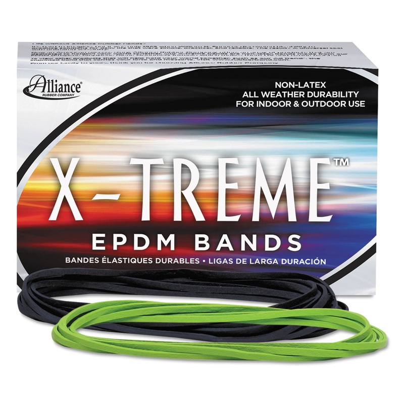 X-TREME RUBBER BANDS, SIZE 117B, 0.08" GAUGE, LIME GREEN, 1 LB BOX, 200/BOX