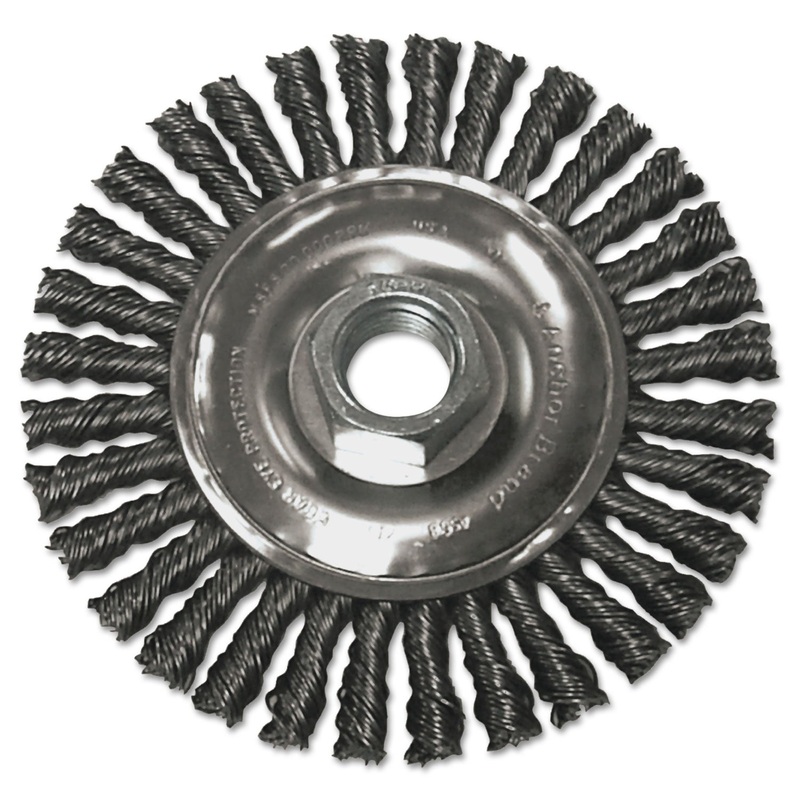 String Bead Wheel Brush, 4" Dia, Steel, .02 Wire