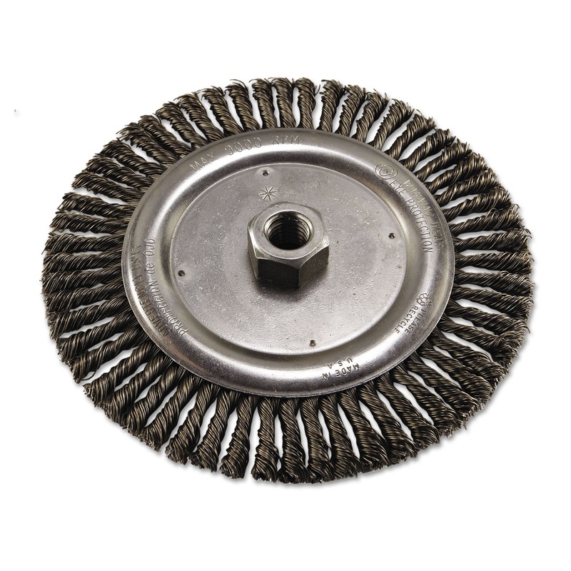 String Bead Wheel Brush, 7" Dia, Steel, .02 Wire