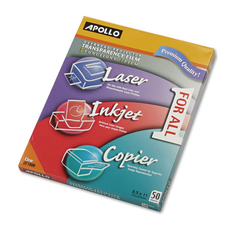 Color Laser/inkjet Transparency Film, Letter, Clear, 50/box