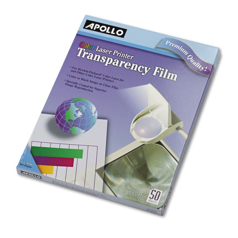 Color Laser Transparency Film, Letter, Clear, 50/box
