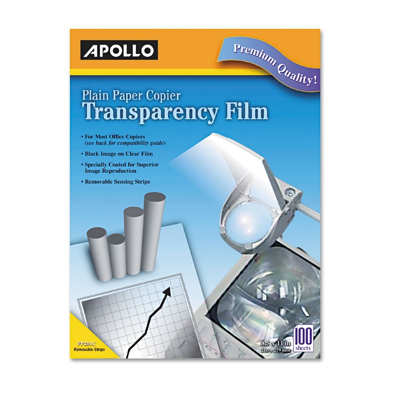 Plain Paper B/w Laser Transparency Film W/handling Strip, Letter, Clear, 100/box