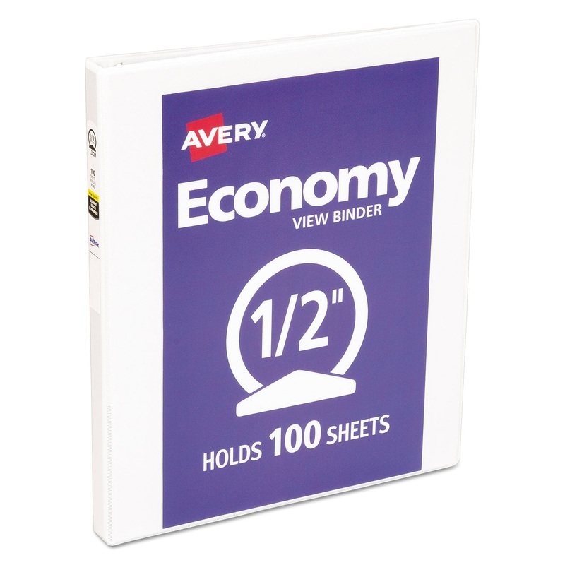 ECONOMY VIEW BINDER WITH ROUND RINGS , 3 RINGS, 0.5" CAPACITY, 11 X 8.5, WHITE