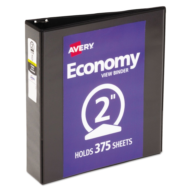 ECONOMY VIEW BINDER WITH ROUND RINGS , 3 RINGS, 2" CAPACITY, 11 X 8.5, BLACK