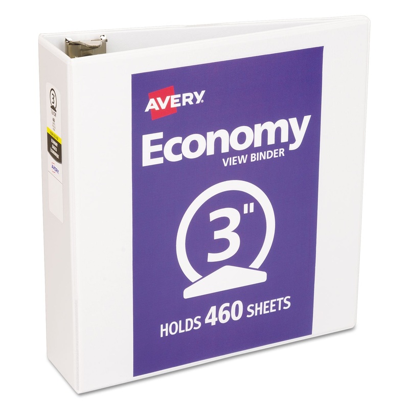 ECONOMY VIEW BINDER WITH ROUND RINGS , 3 RINGS, 3" CAPACITY, 11 X 8.5, WHITE