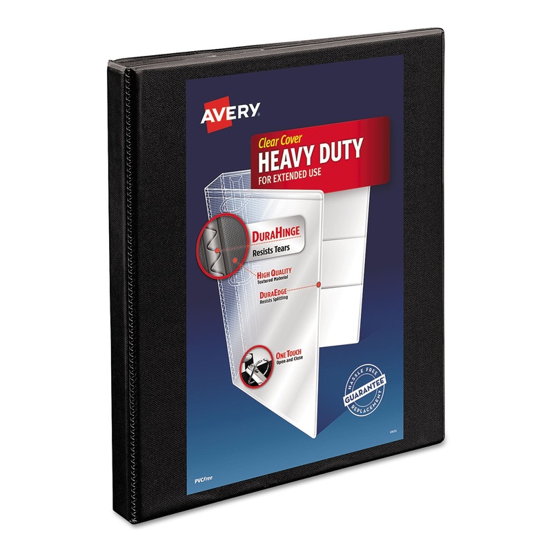 HEAVY-DUTY NON STICK VIEW BINDER WITH DURAHINGE AND SLANT RINGS, 3 RINGS, 0.5" CAPACITY, 11 X 8.5, BLACK