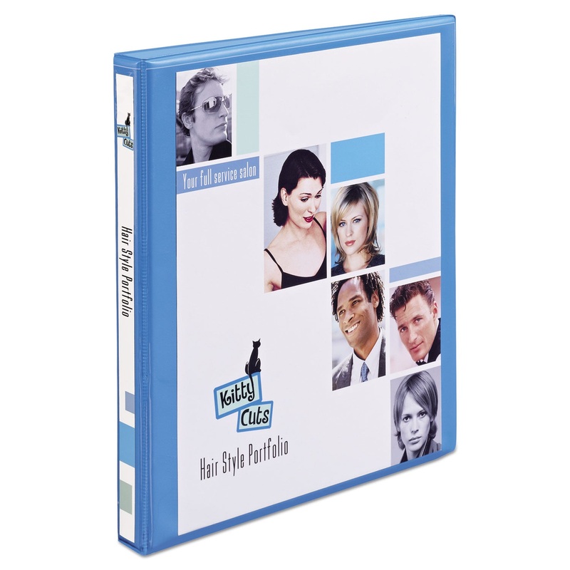 HEAVY-DUTY NON STICK VIEW BINDER WITH DURAHINGE AND SLANT RINGS, 3 RINGS, 0.5" CAPACITY, 11 X 8.5, LIGHT BLUE