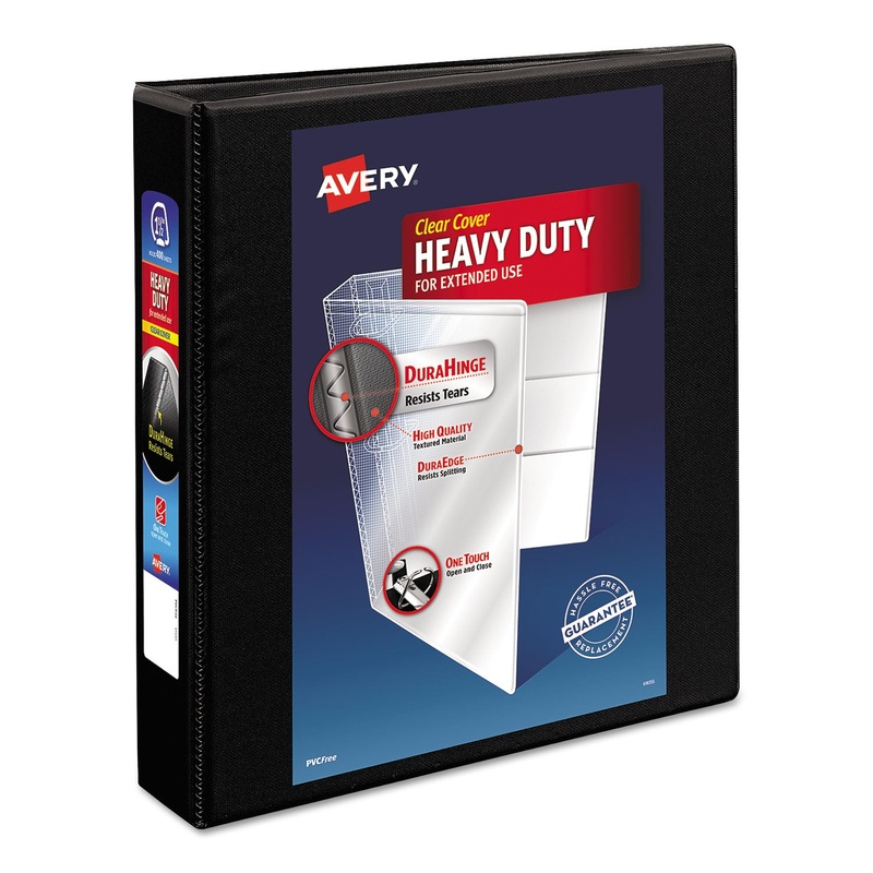 HEAVY-DUTY NON STICK VIEW BINDER WITH DURAHINGE AND SLANT RINGS, 3 RINGS, 1.5" CAPACITY, 11 X 8.5, BLACK